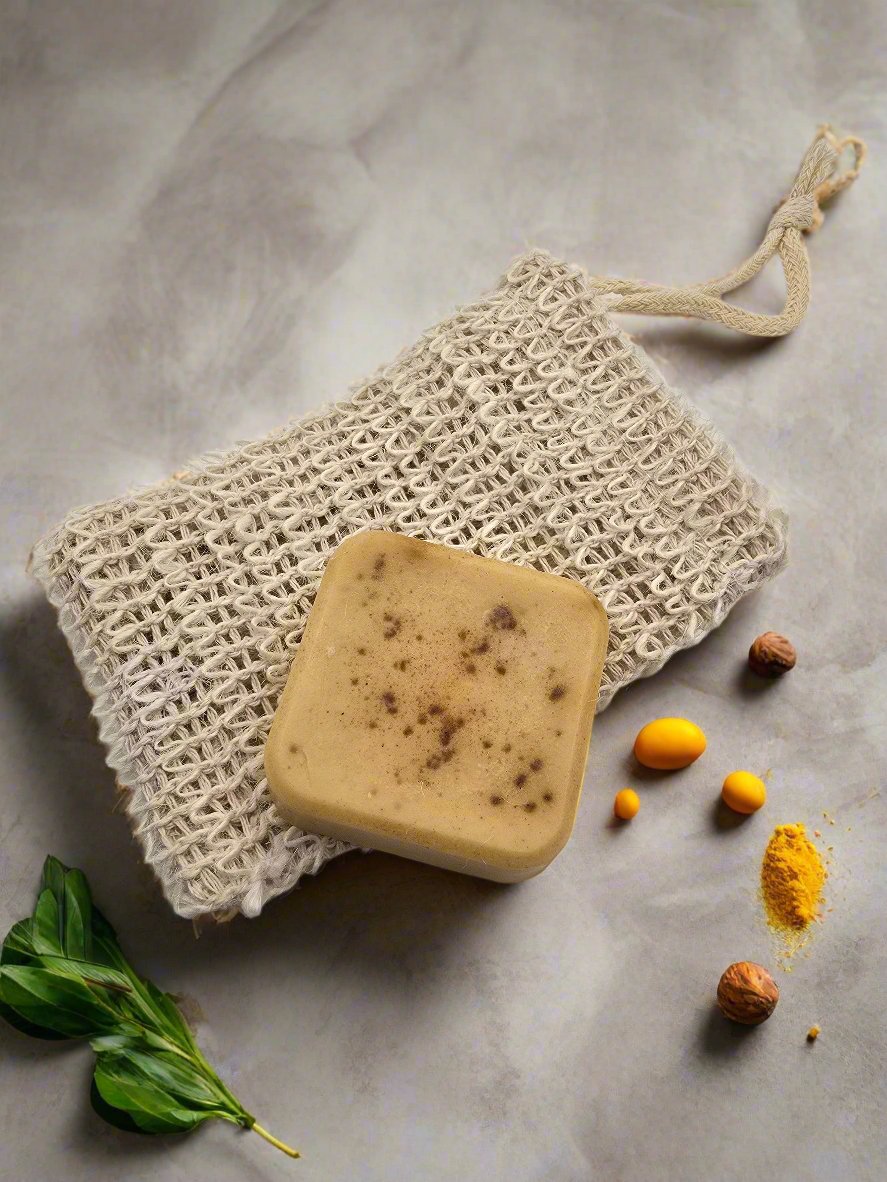 Golden Glow - Turmeric & Shea Cocoa Butters Cleansing Bar with Eco Soap Saver – Radiance for Face & Body - Thank Me Now