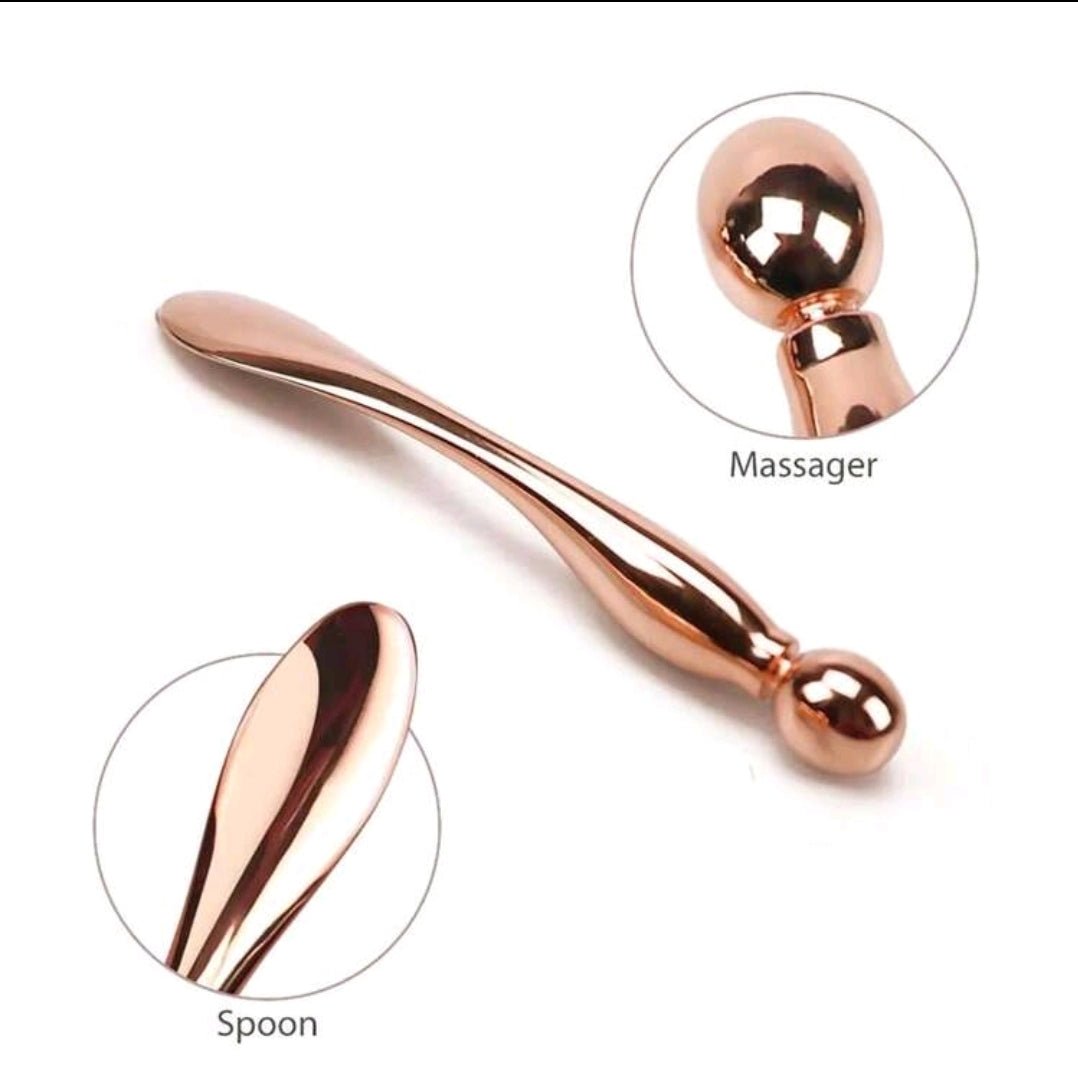 Rose Gold Metal Gua - Sha with Rose Quartz Roll On - Thank Me Now
